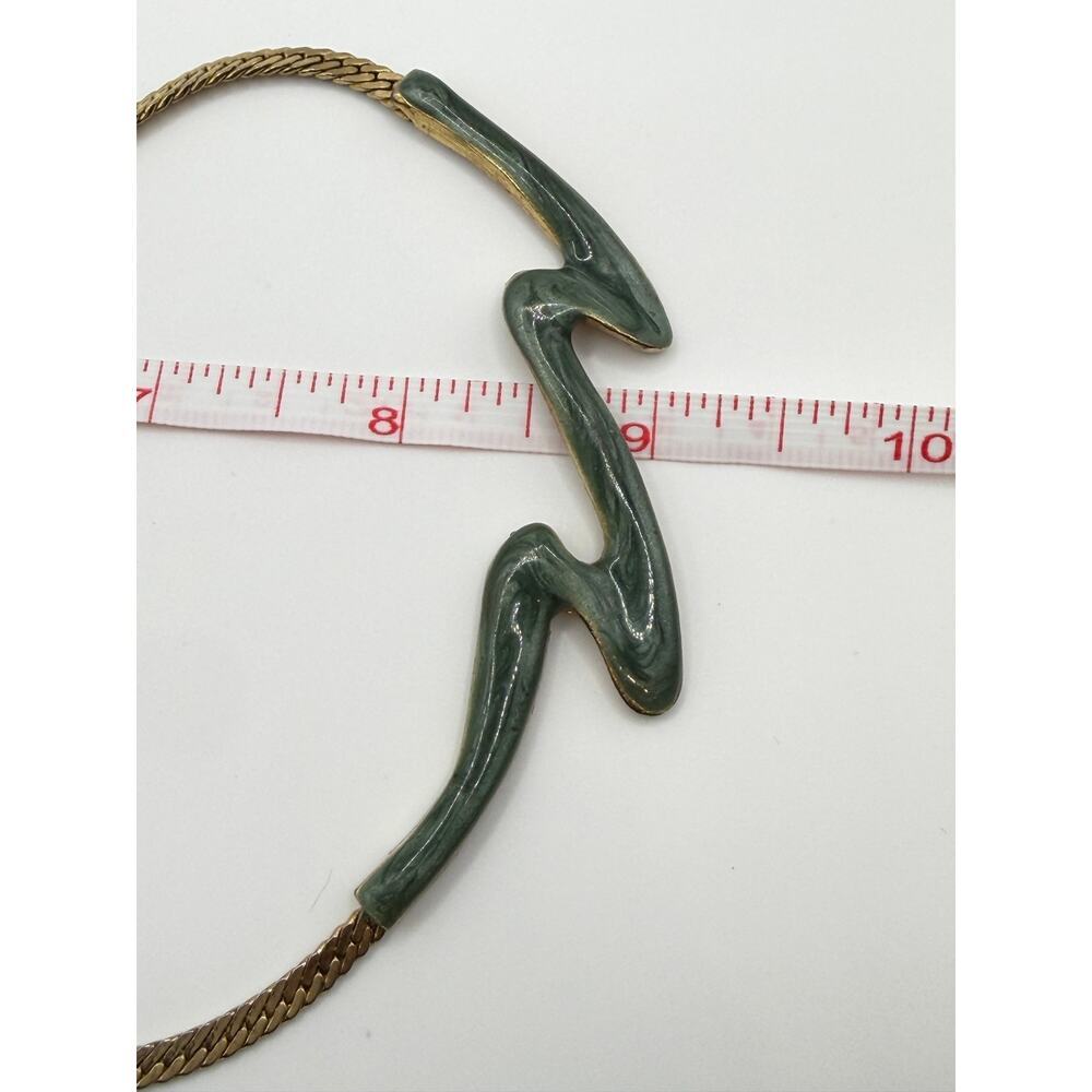 Teal Wave Pendant Necklace – Gold Tone Chain - Picture 4 of 5